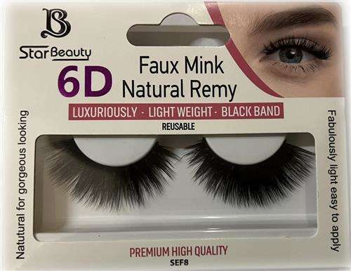 Star Beauty Natural Remy Hair Eyelashes 6D Full Volume and Soft Reusable SEF08