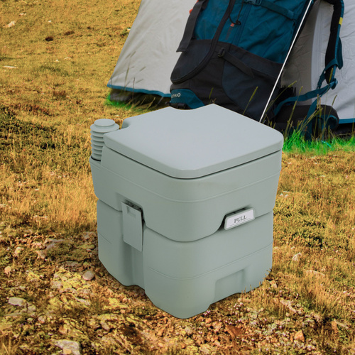 Outsunny Portable Camping Toilet, 20L Flushable Porta Potty Portaloo with 2 Detachable Tanks, Flush and Double Seal Valve for Outdoor Camping Hiking Travel Caravan