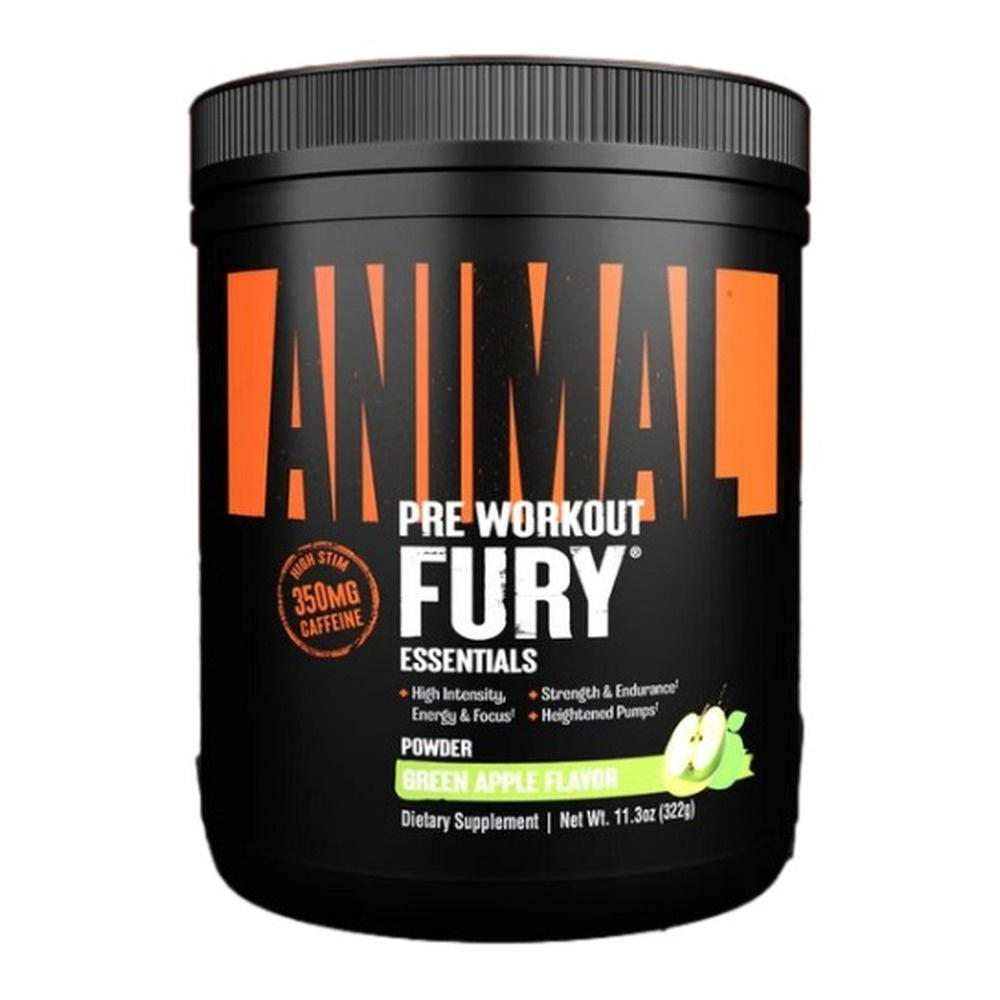 Animal Fury Green Apple Pre Workout Powder for Intense Training 330g