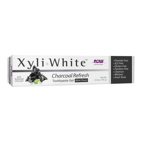 NOW Foods XyliWhite Charcoal Refresh Odświeżająca Pasta do Zębów w Żelu z Węglem Aktywnym 181g