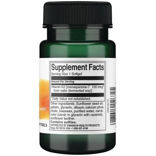 Swanson Vitamin K-2 Natural 100mcg 30 Kapsułek