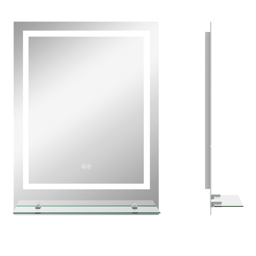 kleankin LED Bathroom Mirror with Lights and Shelf, Illuminated Makeup Mirror, Vanity Mirror with 3 Colour, Smart Touch, Anti-Fog