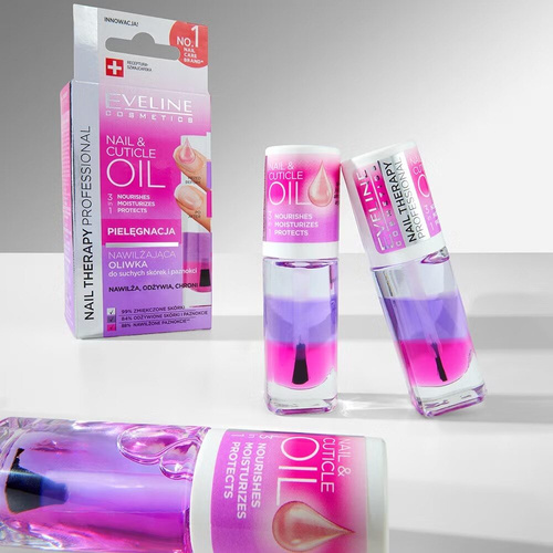 Eveline Nail Therapy Professional Nail & Cuticle Oil 3in1 Moisturizing Oil for Dry Cuticles and Nails 8ml
