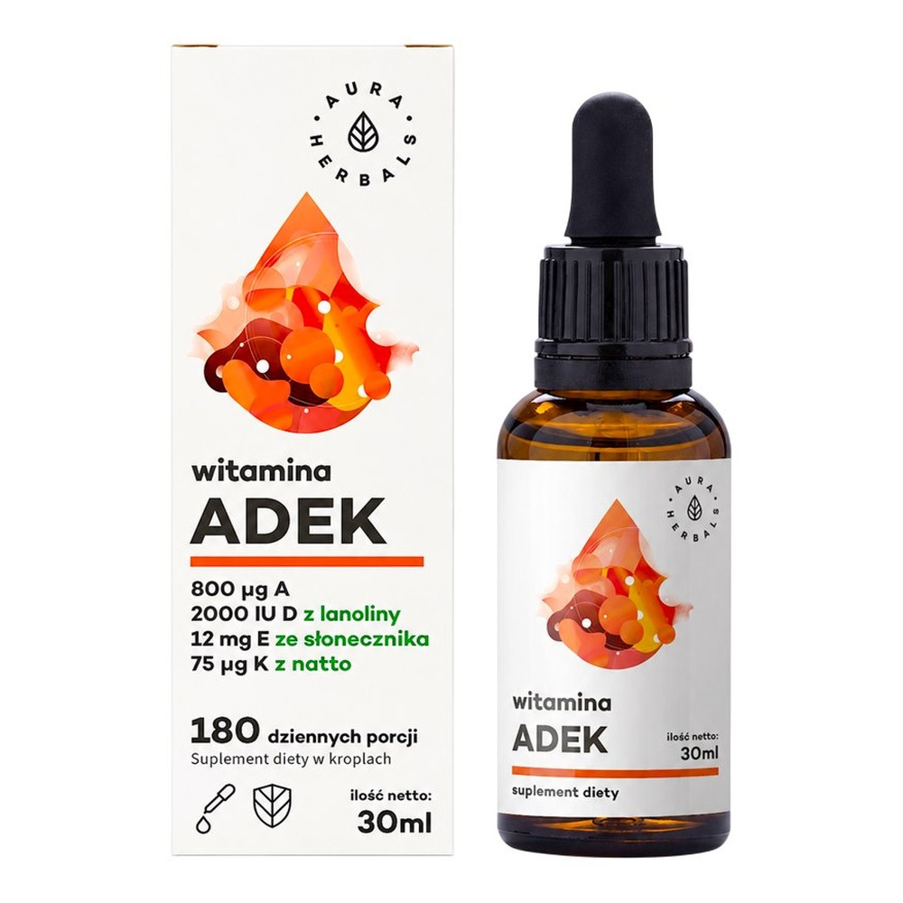 AURA HERBALS Witamina ADEK A + D3 + E + K2 MK-7 Krople 30ml