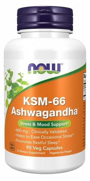 NOW Foods KSM-66 Ashwagandha for Stress Relief and Sleep Support 90 Vcaps