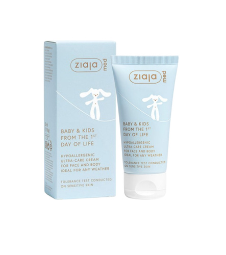 Ziaja Med Baby & Kids Hypoallergenic Ultra-nourishing Cream for Face and Hands for All Weather for Babies from 1 Day of Life 50ml