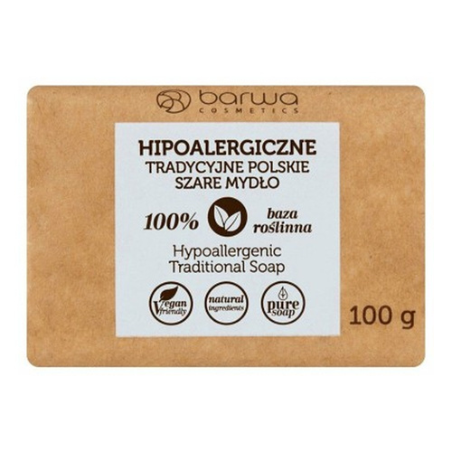 Barwa Hipoalergiczne Tradycyjne Polskie Szare Mydło na Bazie Roślinnej 100g