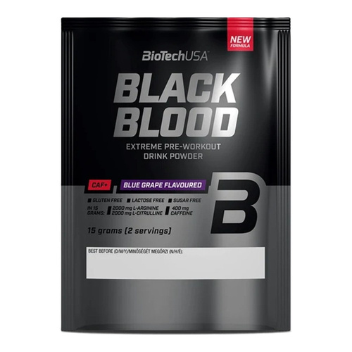 BioTechUSA Black Blood CAF+ Przedtreningówka, Niebieskie winogrono 15g (2 porcje)