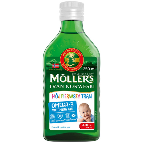 Mollers Mój Pierwszy Tran Norweski dla Niemowląt od 4 Tygodnia Życia 250ml