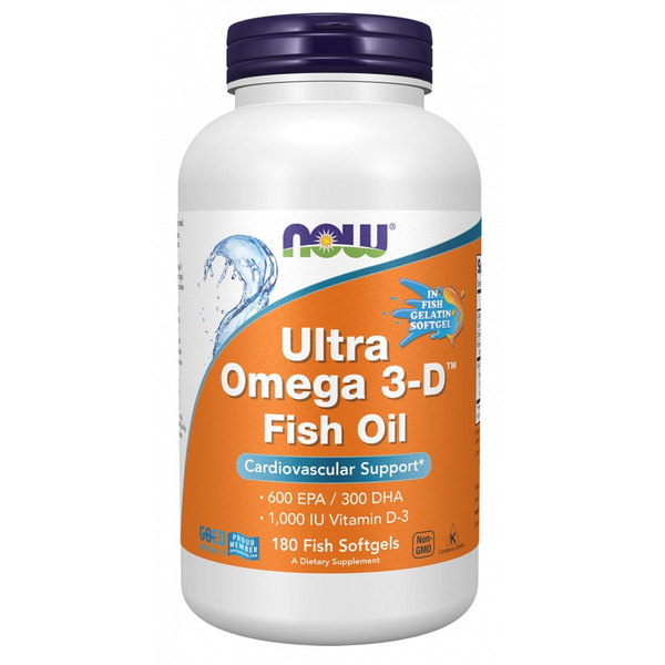 Now Foods Ultra Omega 3-D with Vitamin D-3 Supports Heart and Brain Health 180 Softgels