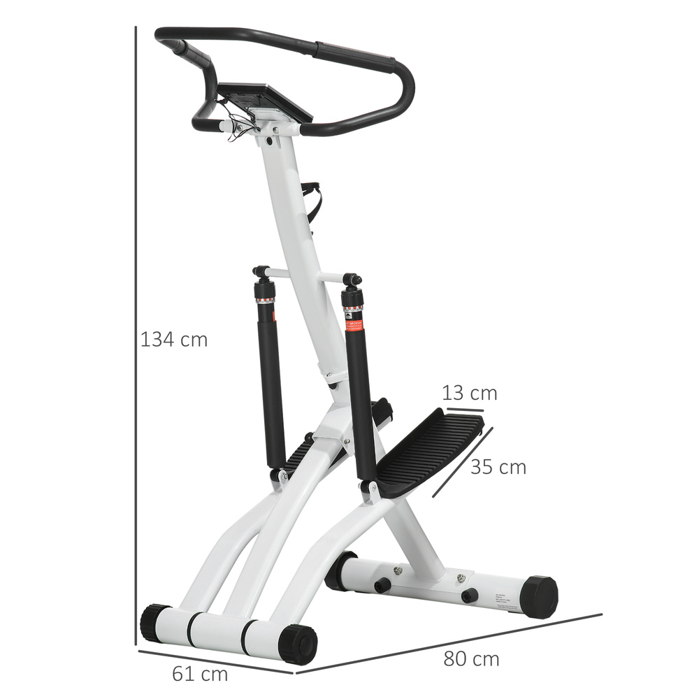 SPORTNOW Stepper Machine for Home, Foldable Stair Stepper with 12-Level Hydraulic Resistance, Stair Climber with LCD Monitor, Heart Rate Sensor and Drink Holder, White and Black