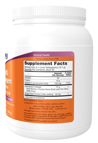 Now Foods Multi Collagen Protein Wieloskładnikowe Białko Kolagenowe I II i III 454g