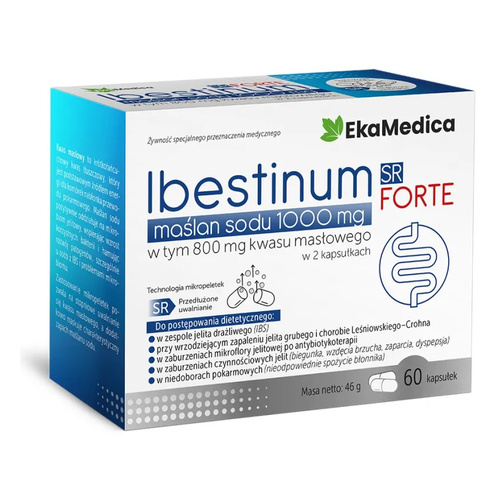 Ekamedica Ibestinum Forte SR Sodium Butyrate 1000mg Sustained-Release Micropelets 60 Capsules