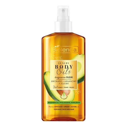 Bielenda Luxury Body Oils Drogocenne Olejki Awokado+Arganowy+Jojoba 3w1 dla Ciała Twarzy i Włosów 150ml