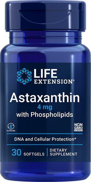 Life Extension Astaksantyna z Fosfolipidami Na Zdrowie Oczu i Wparcie Antyoksydacyjne 4mg 30 Kapsułek Miękkich
