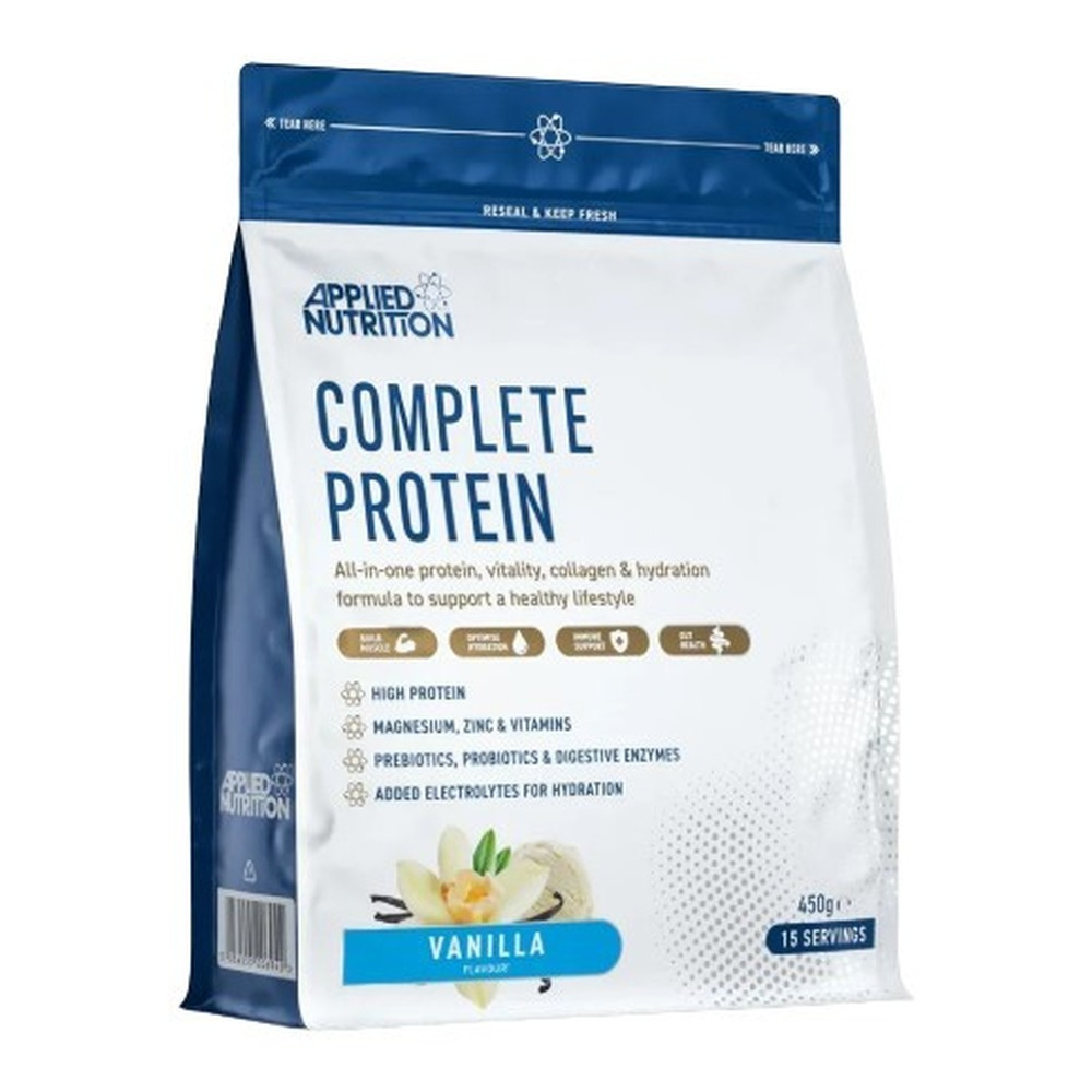 Applied Nutrition Complete Protein Waniliowe Białko z Kolagenem i Witaminami Na Witalność i Zdrowie Jelit 450g