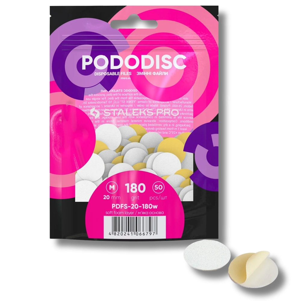 Staleks Pro Wymienne Pilniki Białe na Miękkiej Bazie do Dysku do Pedicure PODODISC M EXPERT 50 Sztuk