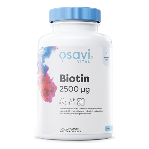 Osavi Biotin 2500mcg for Healthy Hair and Skin 180 Vegan Caps