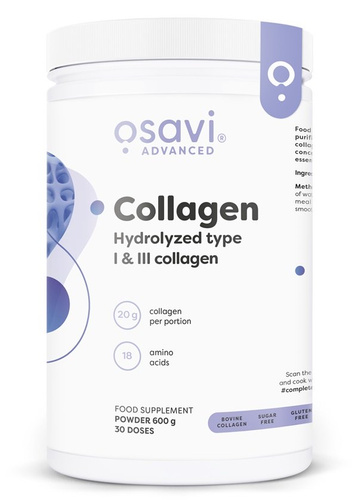Osavi Peptydy Kolagenowe Hydrolizowany Typ 1 i 3 na Skórę i Stawy 600g