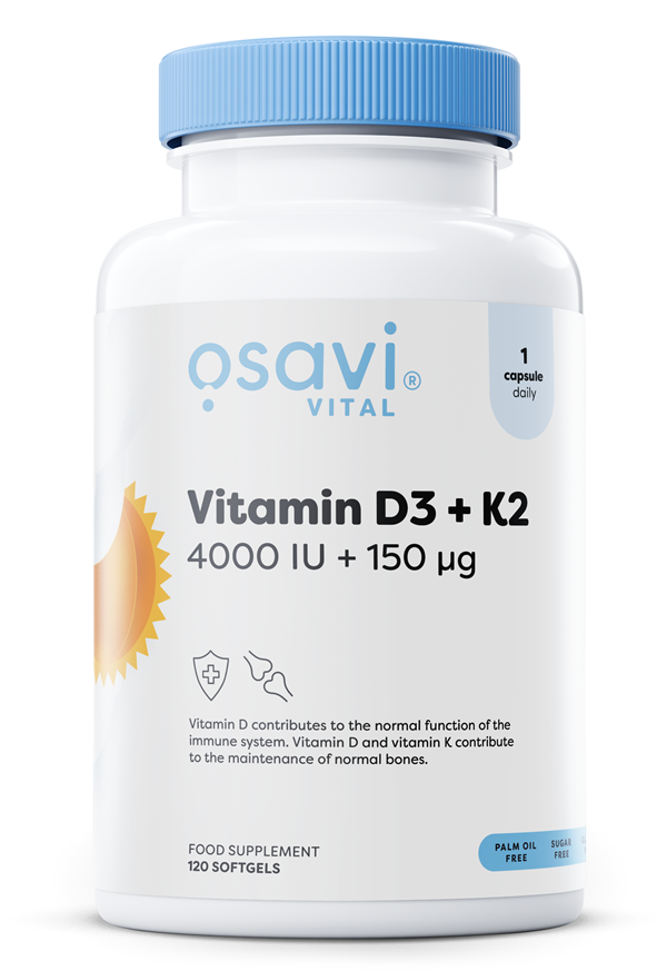Osavi Vitamin D3 + K2 4000 IU + 150 mcg for Immunity and Bone Health 120 Softgels
