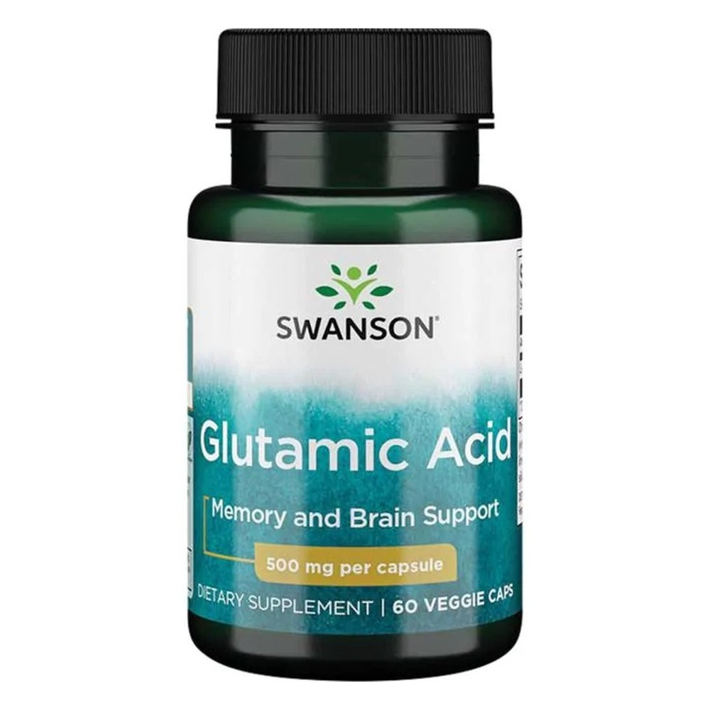 Swanson Glutamic Acid 500mg Kwas Glutaminowy 60 Kapsułek