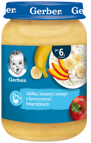 Gerber Jabłka Banany i Mango z Kremowym Twarożkiem dla Niemowląt po 6 Miesiącu 190g