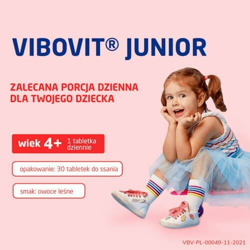 Vibovit Junior Vitamins + Iron Supports Child Development +4 Years 30 Pieces