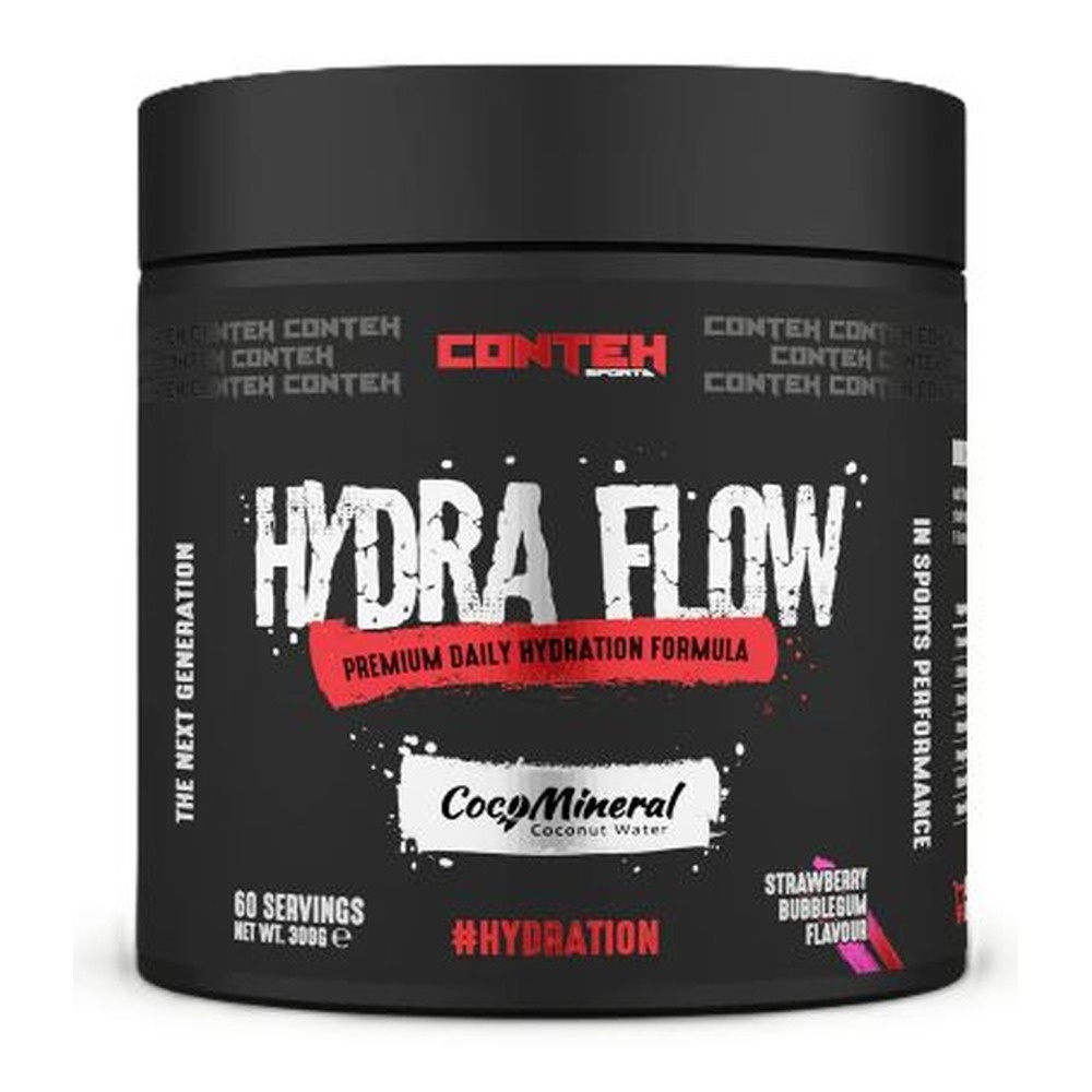 Conteh Sports Hydra Flow Proszek elektrolitowy do nawodnienia, Truskawkowa Guma Balonowa 300g