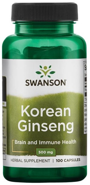 Swanson Korean Ginseng 500mg Żeń-Szeń Koreański 100 Kapsułek
