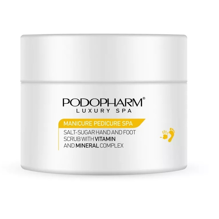 Podopharm Luxury Spa Peeling Solno-Cukrowy do Dłoni i Stóp z Kompleksem Witamin i Minerałów dla Skóry Wrażliwej Skłonnej do Podrażnień 300g