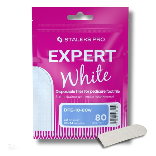 Staleks Pro Expert 10 Disposable White Pedicure File Refills 80 Grit DFE-10-80w 30pcs