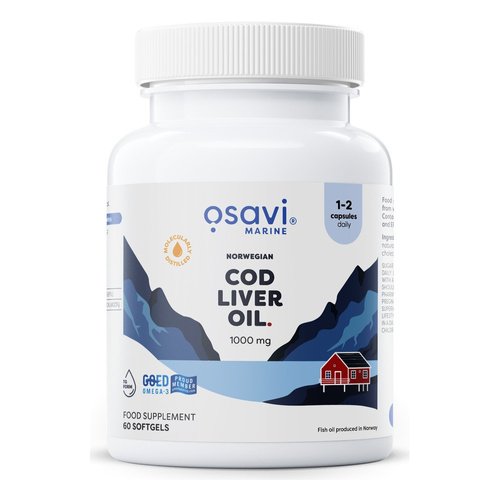 Osavi Norwegian Cod Liver Oil Softgels 1000mg (Lemon) For Immunity and Healthy Skin 60 softgels