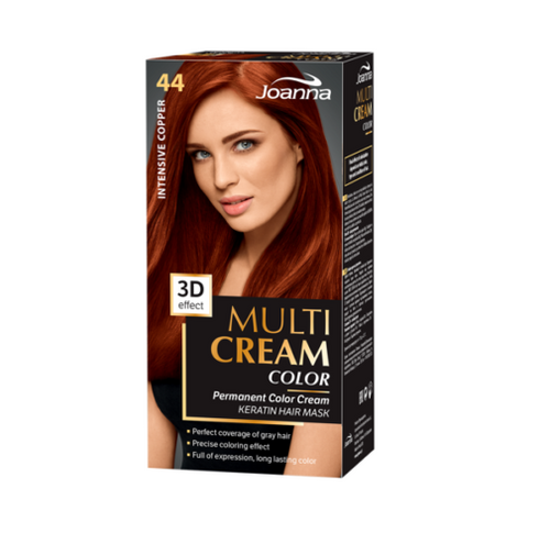 Joanna Multi Cream Color Farba do Włosów z Efektem 3D z Długotrwałym Efektem Nr 44 Intensywna Miedź 1 Sztuka