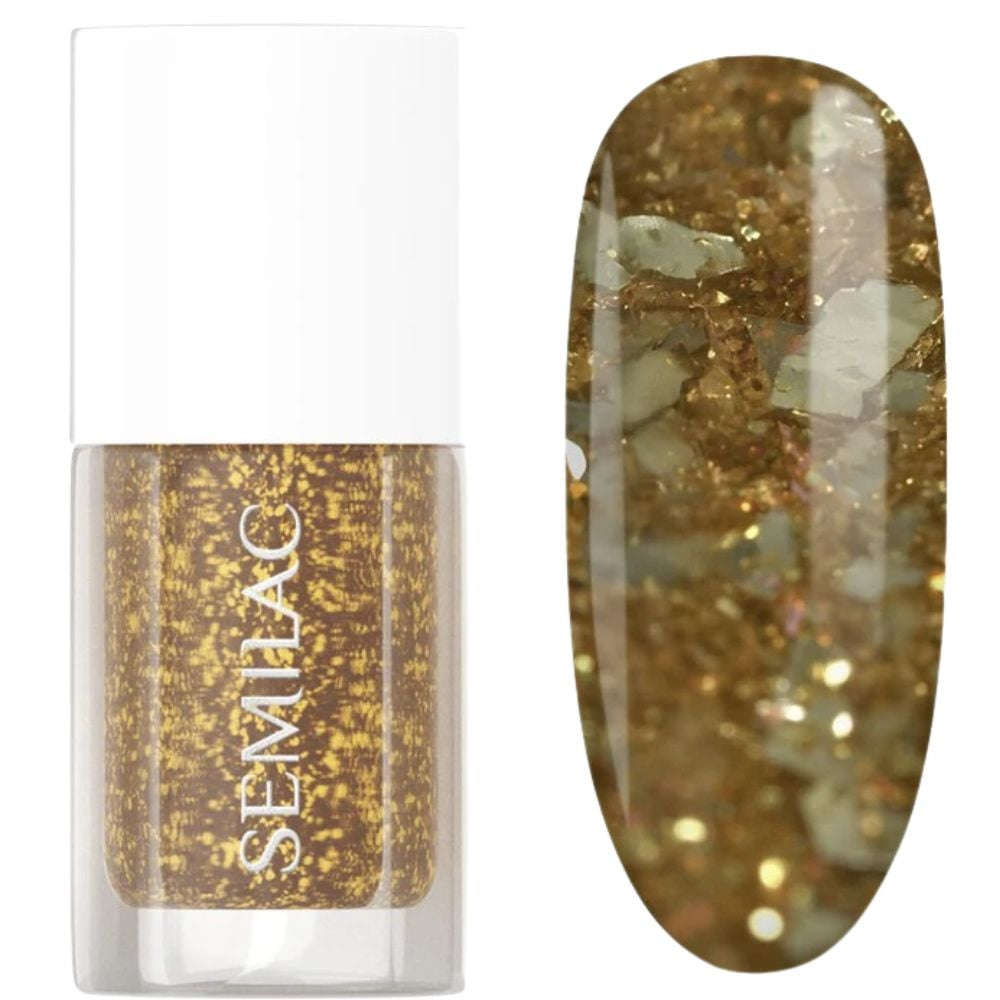 Semilac Classic Hybrid Gel Polish 042 Flakes Of Gold Metallic Effect 7ml