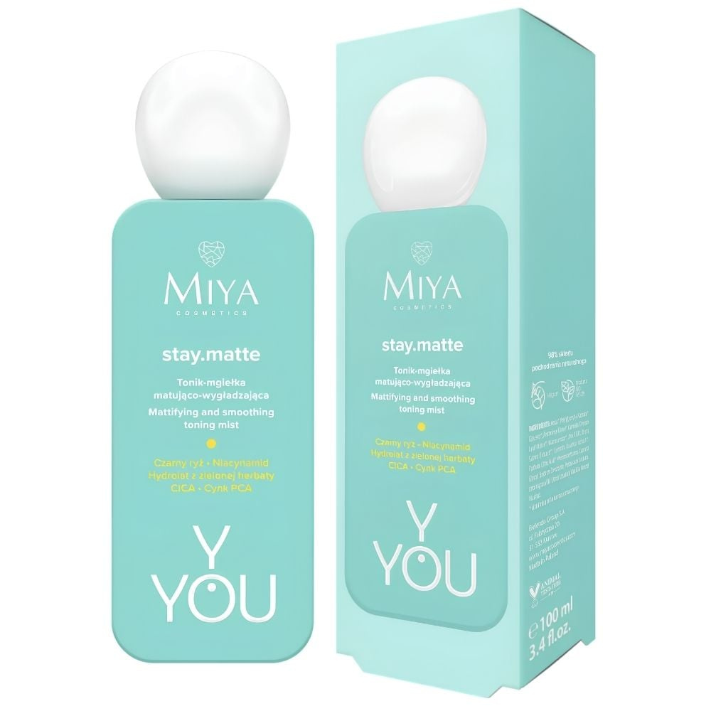 Miya Stay.Matte Matowa i Wygładzająca Mgiełka Tonizująca do Twarzy 100ml