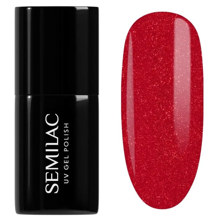 Semilac Lakier Hybrydowy Hottie - 025 Glitter Red 7ml