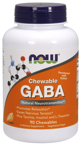 NOW Foods GABA Chewable with Taurine Inositol and L-Theanine for Relaxation 90 Chewables
