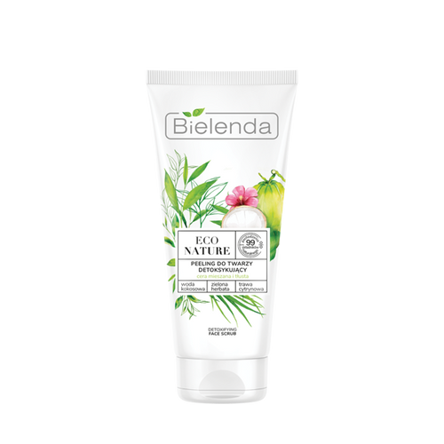 BIELENDA ECO NATURE - Woda kokosowa + Zielona Herbata + Trawa Cytrynowa - peeling do twarzy detoksykujący, 150
