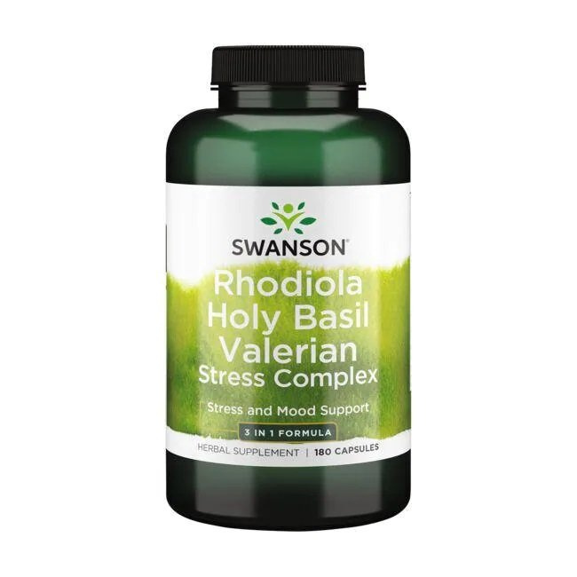 Swanson Rhodiola Holy Basil Valerian Stress Complex 180 Capsules
