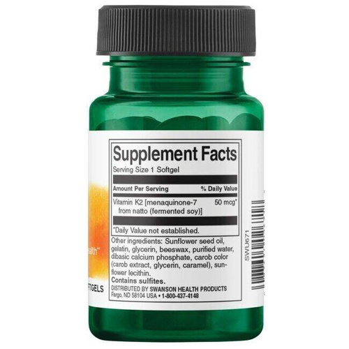 Swanson Vitamin K-2 - Natural 50mcg 30 Softgels