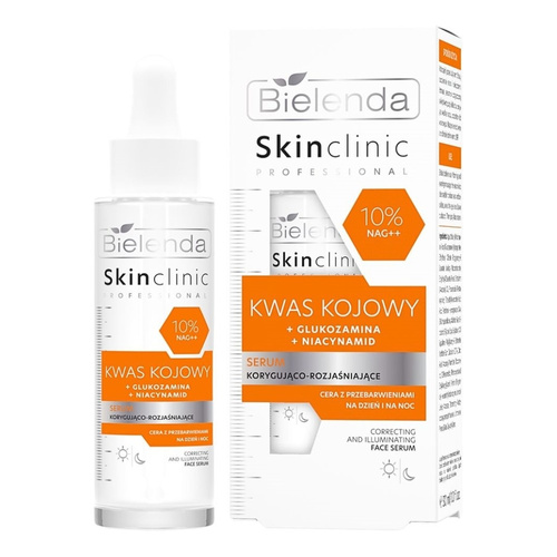 Bielenda Skin Clinic Professional Kwas Kojowy Korygująco – Rozjaśniające Serum Redukujące Przebarwienia na Dzień i na Noc 30ml