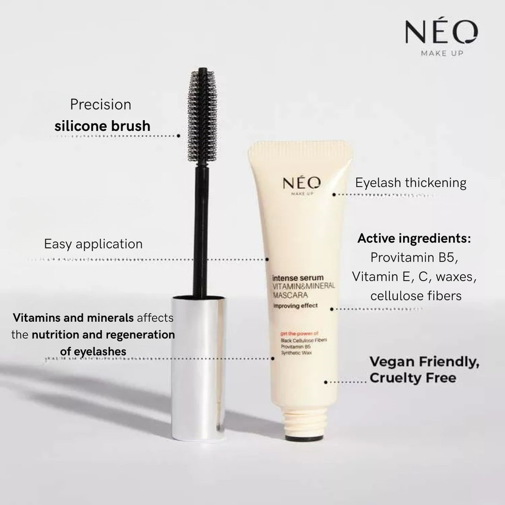 Neo Makeup Intense Serum Vitamins and Minerals Nourishing Mascara with a Tendency to Fall Out Black 9ml