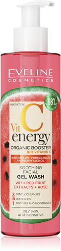 Eveline Vit C Energy Organic Booster Kojący Żel Olej do Mycia Twarzy z Ekstraktami z Czerwonych Owoców i Różą 200ml