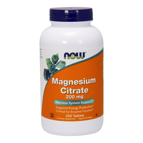 NOW Foods Magnesium Citrate 200mg Magnesium for Heart Cramps and Strong Bones 250 Tablets
