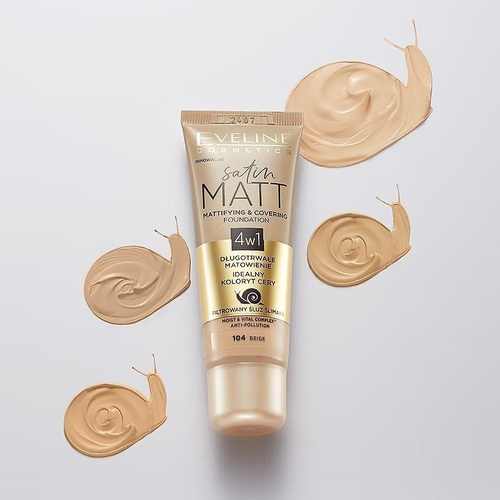 Eveline Satin Matt Matujący Podkład Kryjący 4w1 Satynowy Efekt Nr 101 Ivory 30ml 