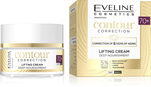 Eveline Contour Correction Lifting Cream Deeply Nourishing 70+ for Day and Night 50ml Best Before 25.07.26