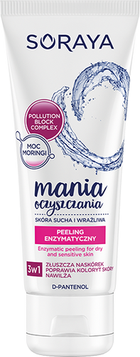 SORAYA MANIA OCZYSZCZANIA Peeling enzymatyczny do skóry suchej i wrażliwej, złuszcza, nawilża, poprawia koloryt 75ml