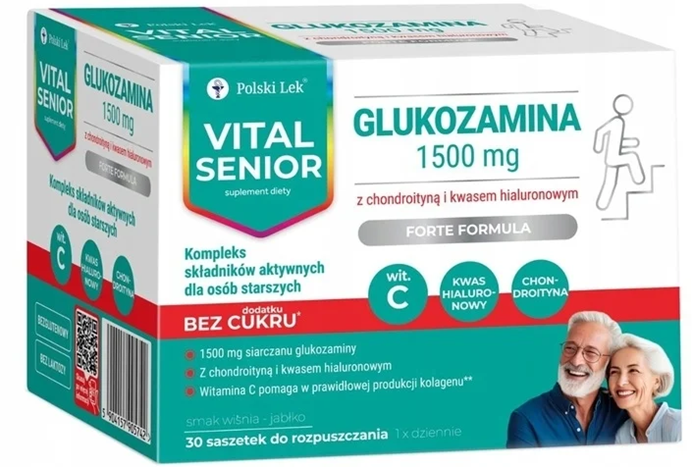 Vital Senior Glukozamina 1500 mg Wsparcie Stawów dla Osób Starszych 30 Saszetek
