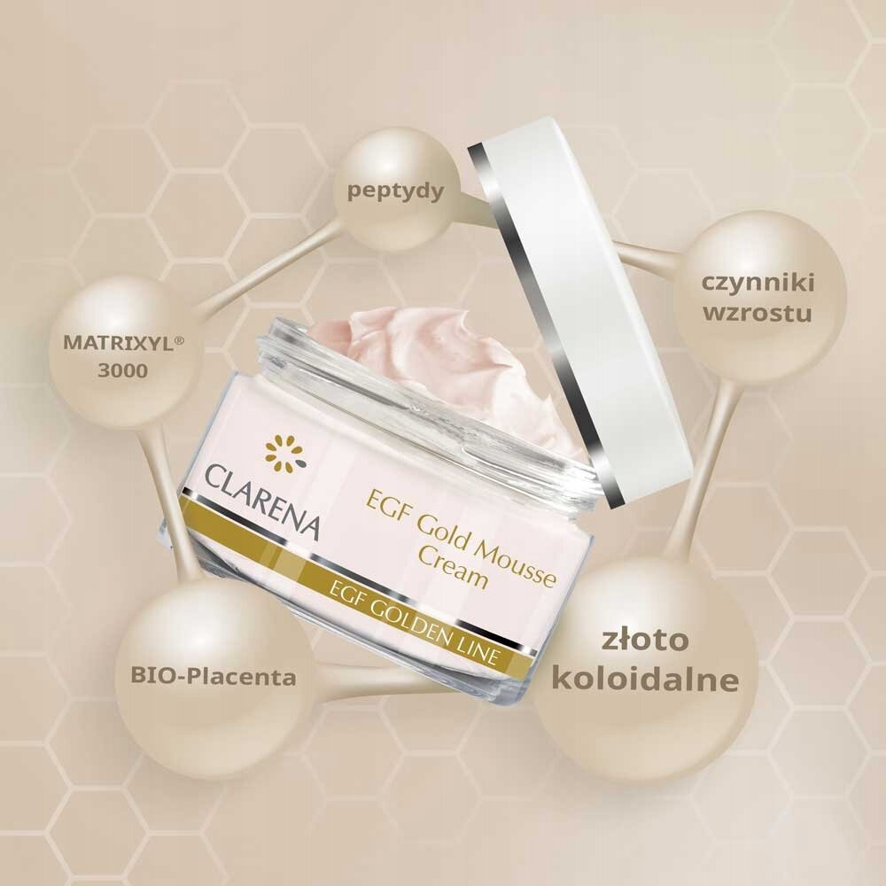 Clarena EGF Golden Line Rejuvenating Anti Wrinkle Gold Mousse Cream for Mature Skin 50ml