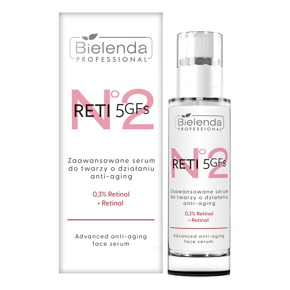 Bielenda Professional Reti 5GFs Zaawansowane Serum do Twarzy o Działaniu Anti-Aging z 0,3% Retinolem i Retinalem dla Skóry Dojrzałej 30ml